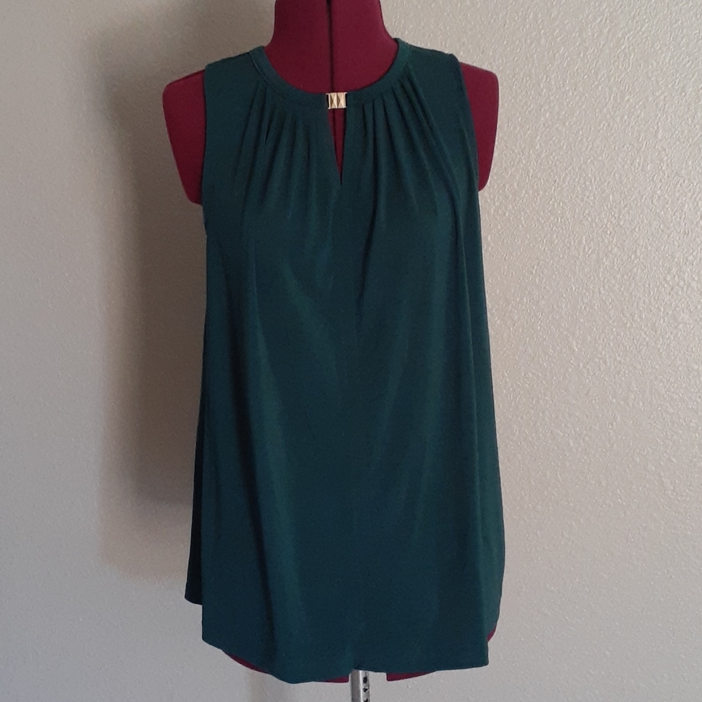 Green Summer Pleated Avon Blouse Tank